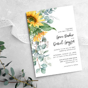 Rustic Sunflower Eukalyptus mit Website Info Weddi Einladung