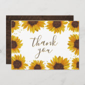Rustic Sunflower Fall Brautparty Vielen Dank Dankeskarte (Vorne/Hinten)