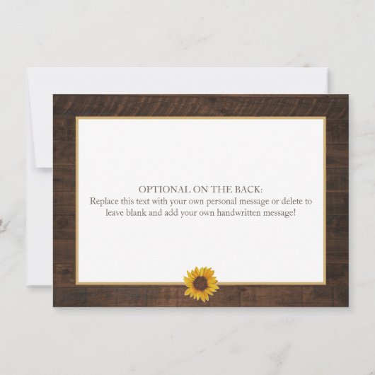 Rustic Sunflower Fall Brautparty Vielen Dank Dankeskarte (Rückseite)