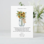 Rustic Sunflower Flat Thank You Card Dankeskarte (Stehend Vorderseite)