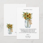Rustic Sunflower Flat Thank You Card Dankeskarte (Vorne/Hinten)