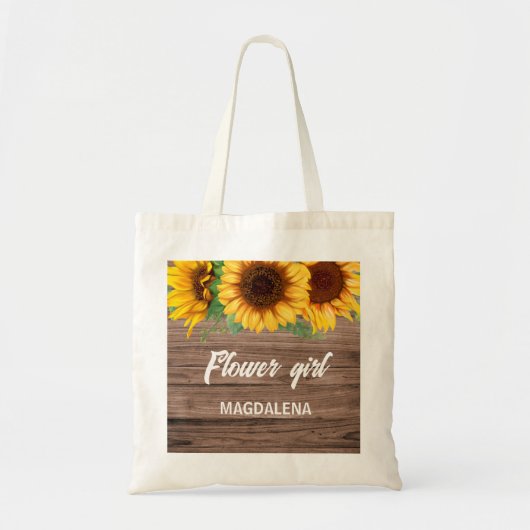 Rustic Sunflower Flower girl Bridesmaids gift  Tragetasche (Vorne)