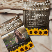 Rustic Sunflower Foto 2025 Graduation Party Einladung