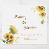 Rustic Sunflower Funny Wedding Schaumweinetikett (Einzelnes Label)