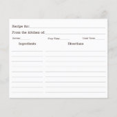 Rustic Sunflower Garden Family Rezept Karte (Vorderseite)