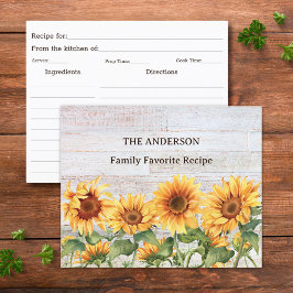Rustic Sunflower Garden Family Rezept Karte