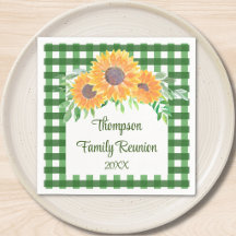 Rustic Sunflower Green Check Family Reunion