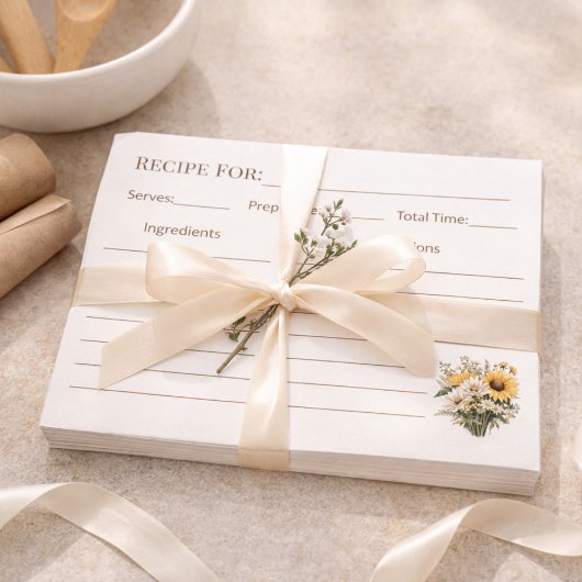 Rustic Sunflower Kitchen Recipe Card