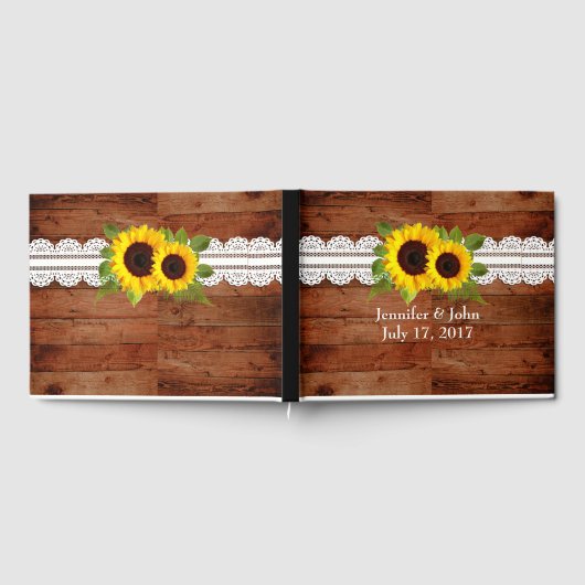 Rustic Sunflower Lace Wedding Gästebuch (Voll)