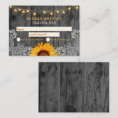 Rustic Sunflower Lace Wedding RSVP Card Mitteilungskarte (Vorne/Hinten)