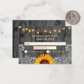 Rustic Sunflower Lace Wedding RSVP Card Mitteilungskarte (Vorderseite/Rückseite Beispiel)