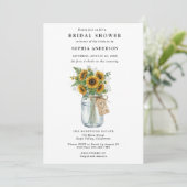 Rustic Sunflower Mason Jar Bridal Shower Einladung (Stehend Vorderseite)