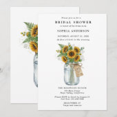 Rustic Sunflower Mason Jar Bridal Shower Einladung (Vorne/Hinten)