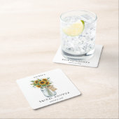 Rustic Sunflower Mason Jar Bridal Shower Square  Rechteckiger Pappuntersetzer (Vor Ort)