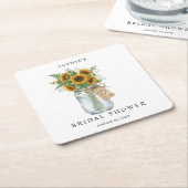 Rustic Sunflower Mason Jar Bridal Shower Square  Rechteckiger Pappuntersetzer (angewinkelt)