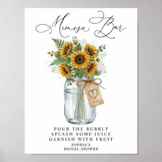 Rustic Sunflower Mason Jar Mimosa Bar  Poster (Vorne)