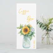 Rustic Sunflower Mason Jar Wedding Party Programm (Stehend Vorderseite)