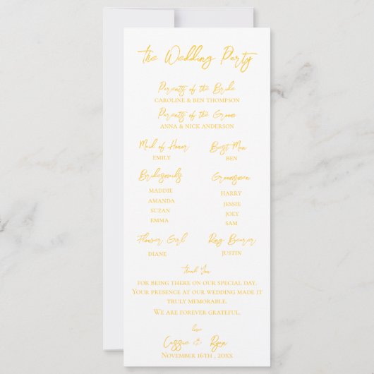 Rustic Sunflower Mason Jar Wedding Party Programm (Rückseite)