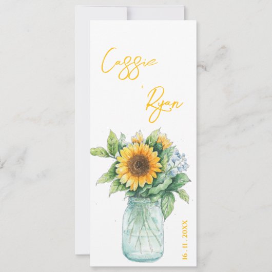 Rustic Sunflower Mason Jar Wedding Party Programm (Vorderseite)