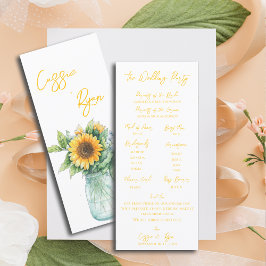 Rustic Sunflower Mason Jar Wedding Party Programm