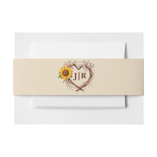 Rustic Sunflower Monogram Wedding Bly Einladungsbanderole (Vorderseite Beispiel)