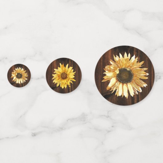 Rustic Sunflower Monogram Wedding Confetti Konfetti (Rückseiten)