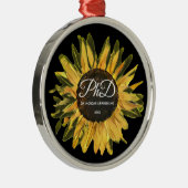 Rustic Sunflower Personalisiert PhD Abschluss Ornament Aus Metall (Rechts)