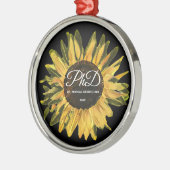 Rustic Sunflower Personalisiert PhD Abschluss Ornament Aus Metall (Links)