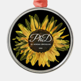 Rustic Sunflower Personalisiert PhD Abschluss Ornament Aus Metall