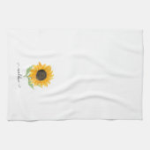Rustic Sunflower Personalized Name Script Geschirrtuch (Horizontal)