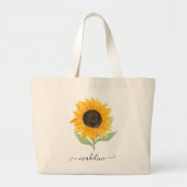 Rustic Sunflower Personalized Name Script Jumbo Stoffbeutel (Vorne)