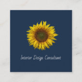 Rustic Sunflower QR code Boho Navy Blue Quadratische Visitenkarte (Vorderseite)