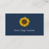 Rustic Sunflower QR code Boho Navy Blue Visitenkarte (Vorderseite)