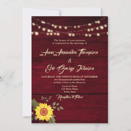 Rustic Sunflower QR Code Foto Wedding Einladung (Vorderseite)