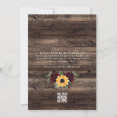 Rustic Sunflower QR Code RSVP Wedding Einladung (Rückseite)