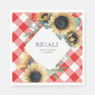 Rustic Sunflower Red Gingham Family Wiedersehen Serviette