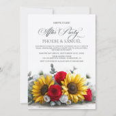 Rustic Sunflower Red Rose Wedding After Party Einladung (Vorderseite)