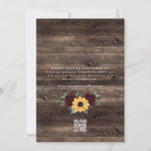 Rustic Sunflower Roses Barn QR Code Wedding Einladung (Rückseite)