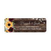 Rustic Sunflower Roses Wedding Return Address (Vorne)
