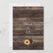 Rustic Sunflower Roses Wedding Save The Date (Rückseite)