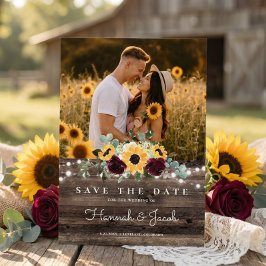 Rustic Sunflower Roses Wedding Save The Date