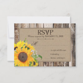 Rustic Sunflower RSVP Card Karte