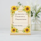 Rustic Sunflower RSVP Card Karte (Stehend Vorderseite)