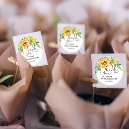 Rustic Sunflower Script Thank You Bridal Shower Runder Aufkleber