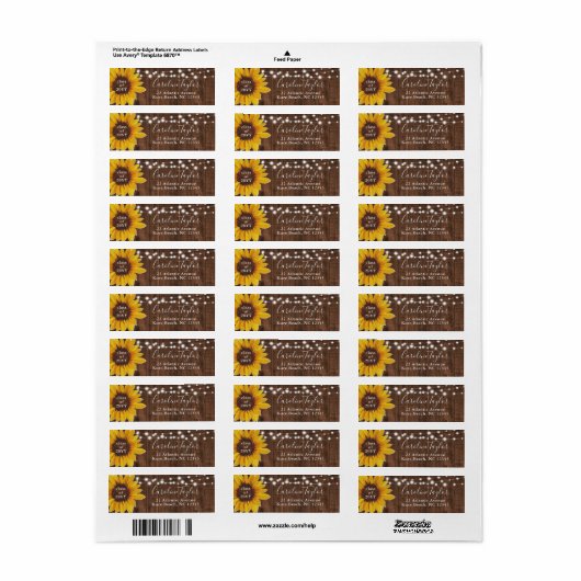 Rustic Sunflower String Lights Abschluss Adresse (Vorne)