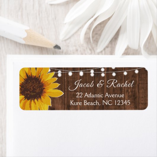 Rustic Sunflower String Lights Hochzeitadresse (Insitu)