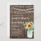 Rustic Sunflower String Lights Wedding Einladung © (Vorderseite)
