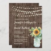 Rustic Sunflower String Lights Wedding Einladung © (Vorne/Hinten)