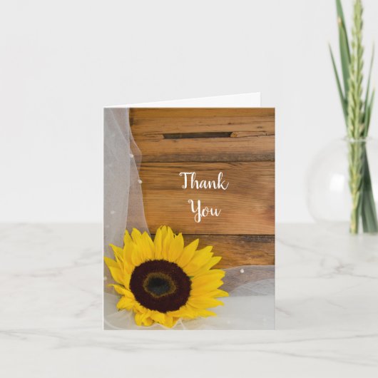 Rustic Sunflower Veil Country Bridesmaid Thank You Dankeskarte (Vorderseite)