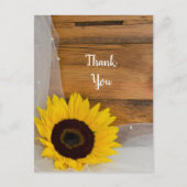 Rustic Sunflower Veil Country Wedding Vielen Dank Postkarte (Vorderseite)